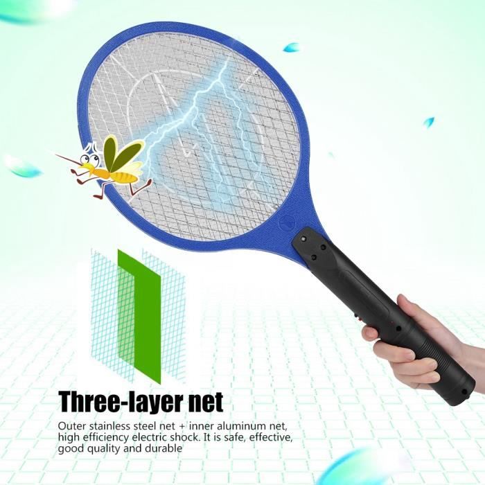 KEENSO tapette à mouches électrique Tapette à moustiques électrique rechargeable fil Bug Raquette Tueur jardin ustensiles Bleu