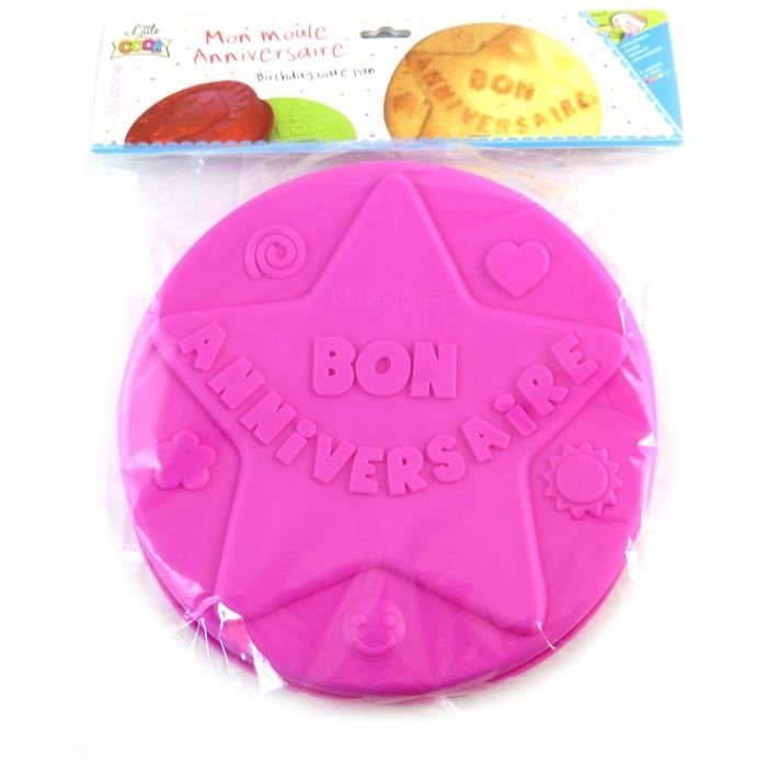 Moule Silicone Bon Anniversaire Rose Etoile 26 Cm Q0349
