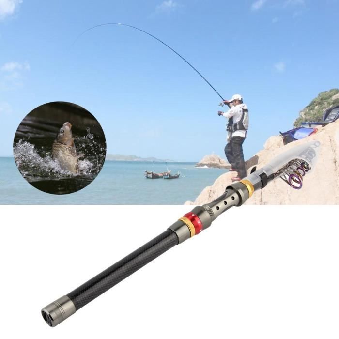 Canne à pêche carbone durable portable fermé longueur Télescopique canne à pêche pour la pêche pas cher coulée