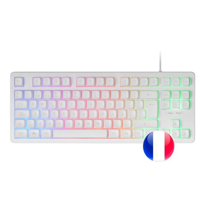 Clavier Gamer - MARS GAMING - MK023 RGB - Rétroéclairage RGB - AZERTY - Blanc