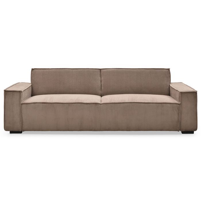 MENZZO Canapé clic-clac 3 places Roger Velours côtelé Taupe -L230 x P94 x H75 cmSurface de couchage : 110 x 189 cm