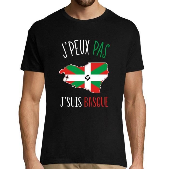 J Peux Pas J Suis Basque T Shirt Homme Collection Humour Region D Origine Pays Ba Xl Noir Cdiscount Pret A Porter