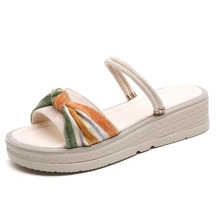 Sandales Orthopediques Femmes Été Compensées - Claquettes Rétro à Soutien Plantaire Anti-dérapant Pour Confort Quotidien Et Plage