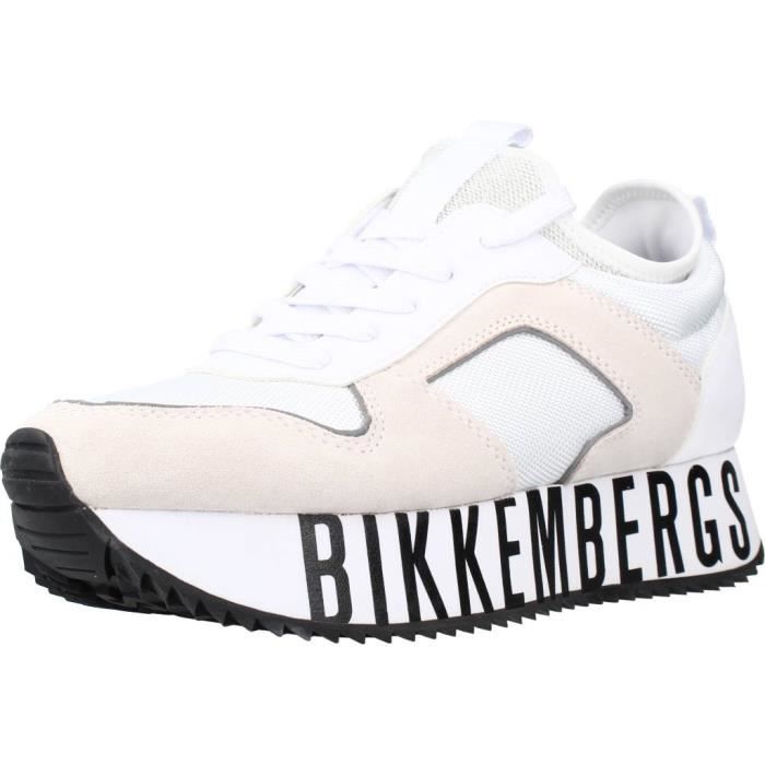 basket bikkembergs - blanc - femme - modèle 113007 - pointe ronde - lacets