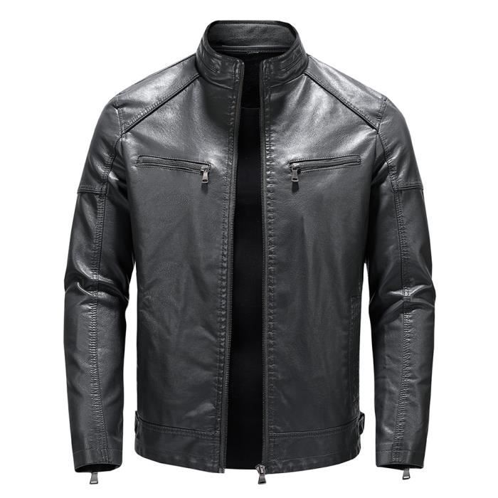 Veste Croute De Cuir Gris Foncé/noir - Taille 38 - Doublée - Occasion Très Bon état