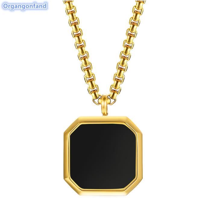 2 Pcs Collier En Acier Titane Homme Pendentif Chaîne Pour Hommes