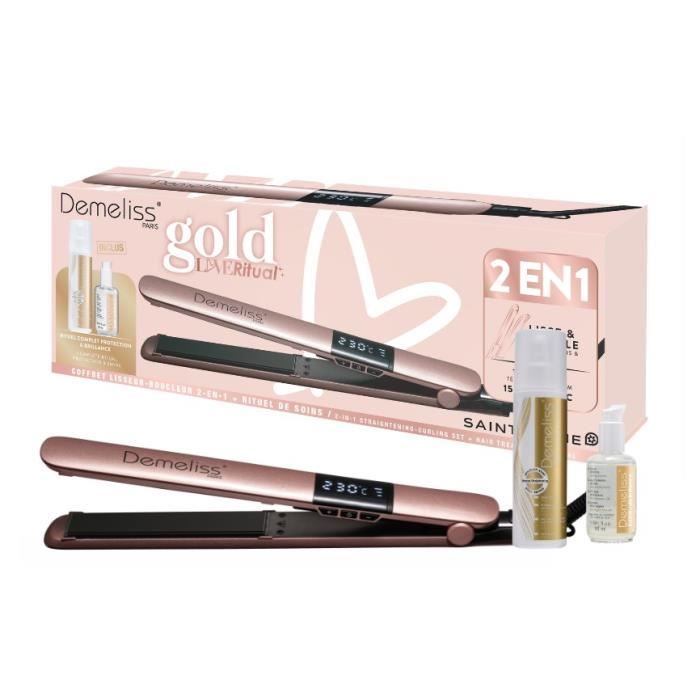 Coffret Premium - SAINT ALGUE Demeliss Gold Love - Lisseur 2 en 1 Lisse & Boucle - 2 Soins Protecteu