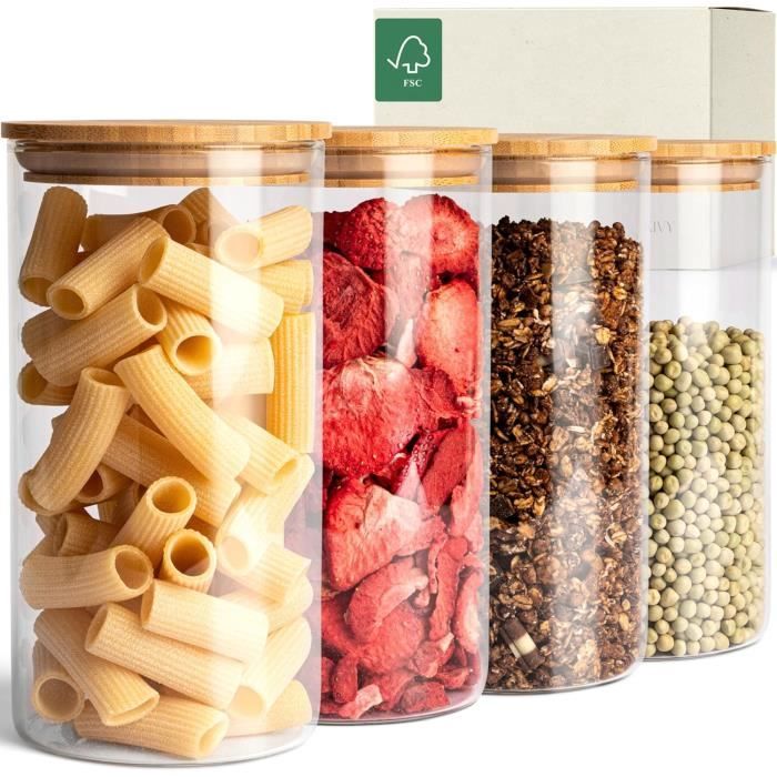 Bocal Hermétique en Verre avec Couvercle en Bambou 450 ml