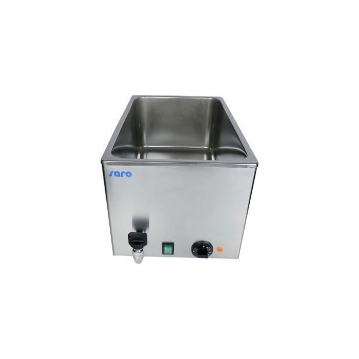 Table Vitrine Chaude Saro 330-1092 Marie 4 - 46L, Acier Inox & Verre Sécurité | 4 Cuves GN 1/3 Incluses