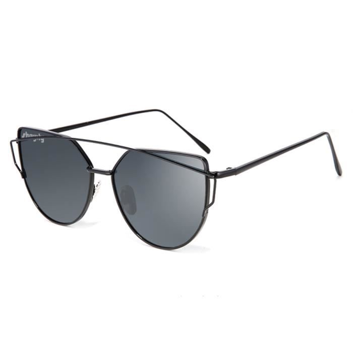 Lunette de Soleil Femme Luxe Marque Ronde Noir - Achat / Vente