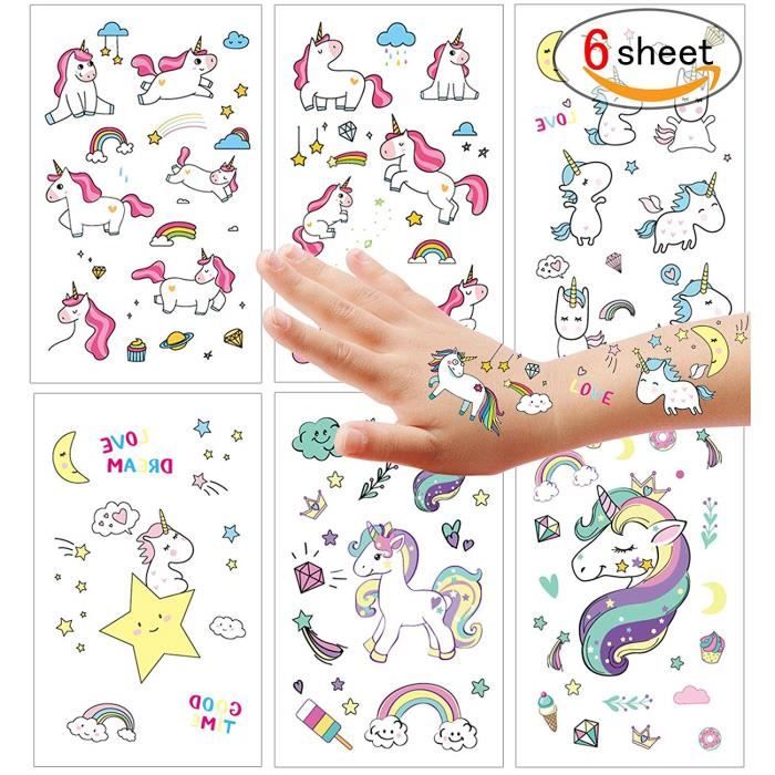 danniversaire Licorne Enfant Tatouages Temporaires Ephémères pour Fille UniBetter Tatouage Enfant Tatouage Licorne 