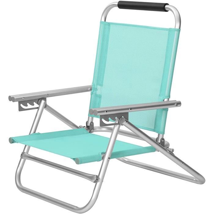 songmics chaise de plage portable fauteuil camping, dossier réglable sur 4 positions, avec accoudoirs, charge 150 kg, vert gcb065c01