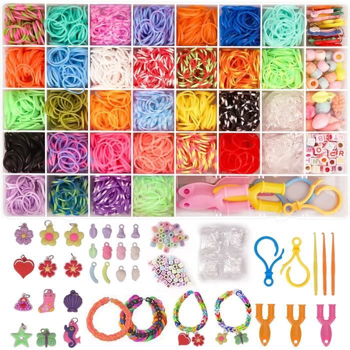 2500+ Elastique Bracelet Kit, 40 Grilles Bricolage Élastique Loom Bands