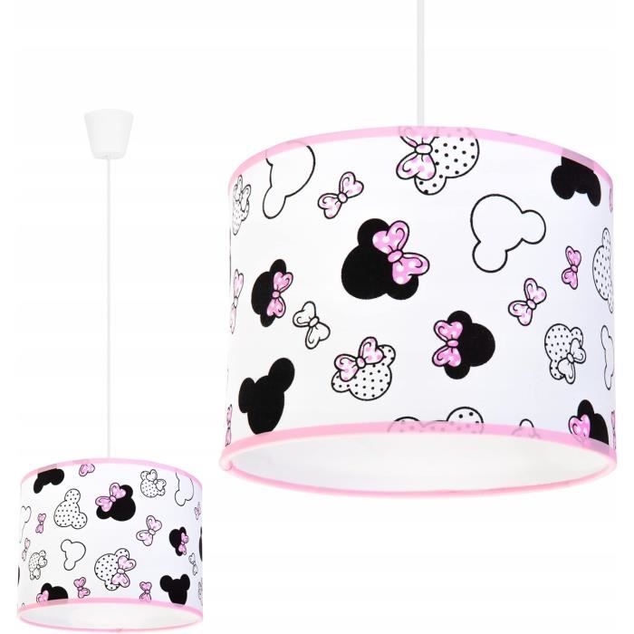 Light-Home - MINNIE - Pendellamp Kinder - Moderne Hanglampe voor Kinderkamer - Lampe met Lampenkap - Metaal en Materiaal - E27 - Klassiek 1-Lichtbronnen 35 cm - Wit en Roze