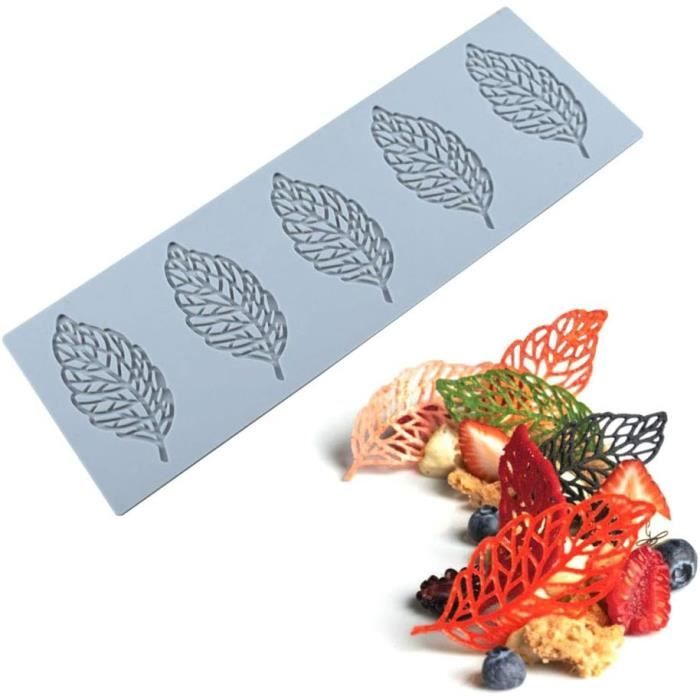 5 Moules Silicone Forme Feuille Pour Gâteau - Moules Dentelle Fondant, Chocolat, Décoration Desserts Réutilisables