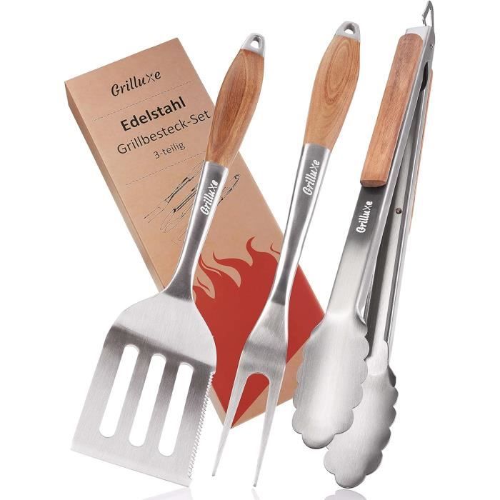 Set De 3 Ustensiles De Barbecue Enders En Acier Inoxydable - Pince, Fourchette Et Spatule Avec Sac De Transport