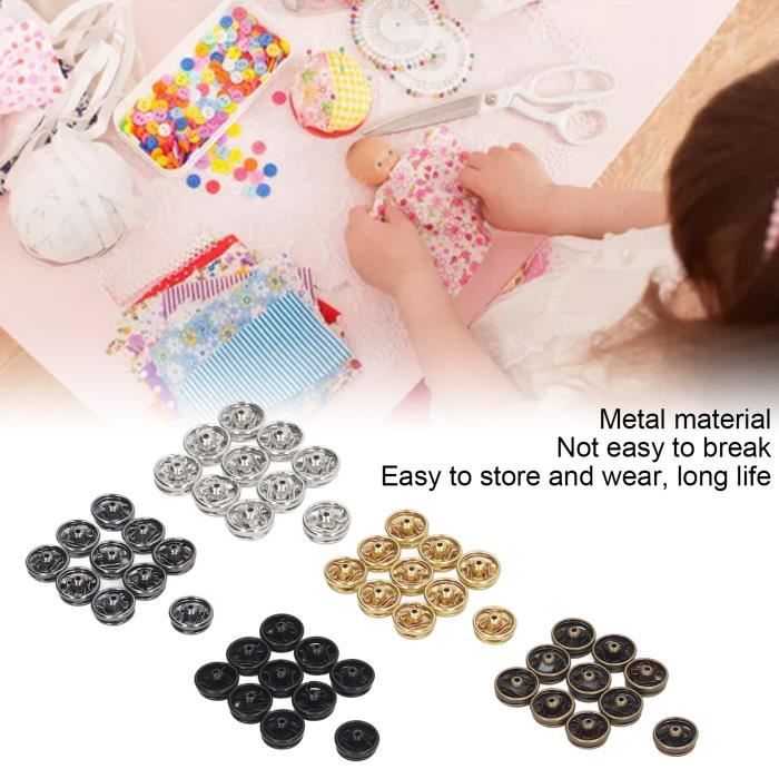 Lot 100 Mini Boutons Pression 5 Mm – 5 Couleurs, à Coudre Pour Vêtements, Poupées, DIY Couture