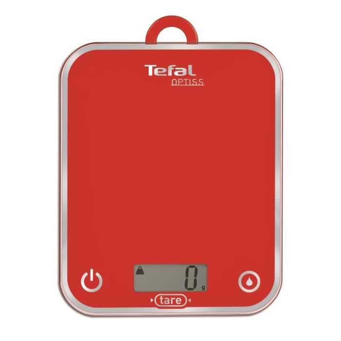 balance de cuisine électronique tefal optiss framboise - portée 5kg - précision 1g - 4 capteurs