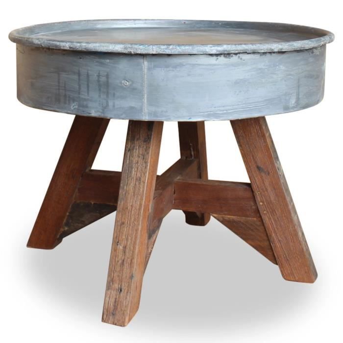 Table Basse Jardin En Bois De Recuperation Massif 60 X 45 Cm