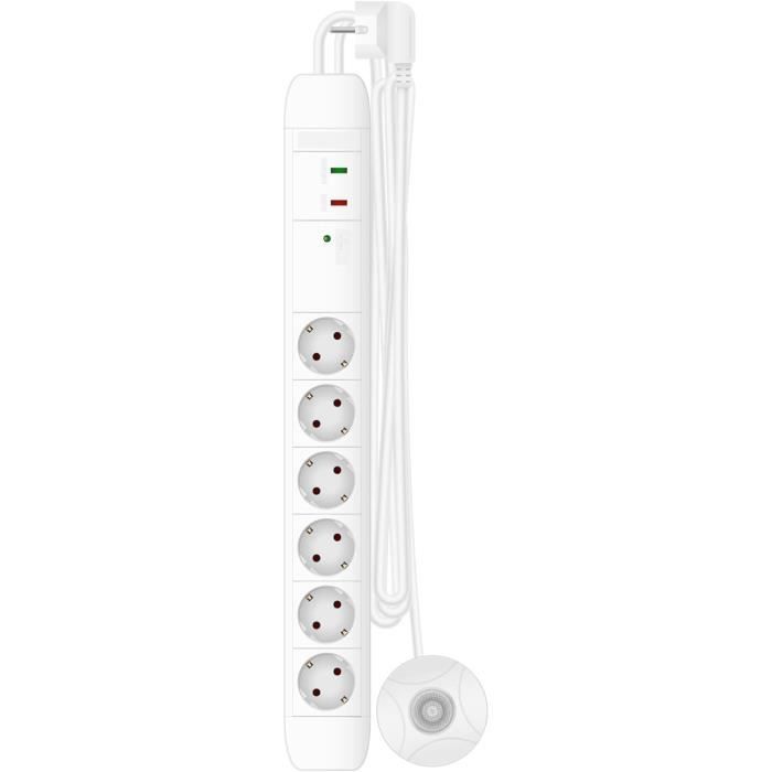 Multiprise 6 prises avec pédale - Usage intérieur - Multiprise avec ...