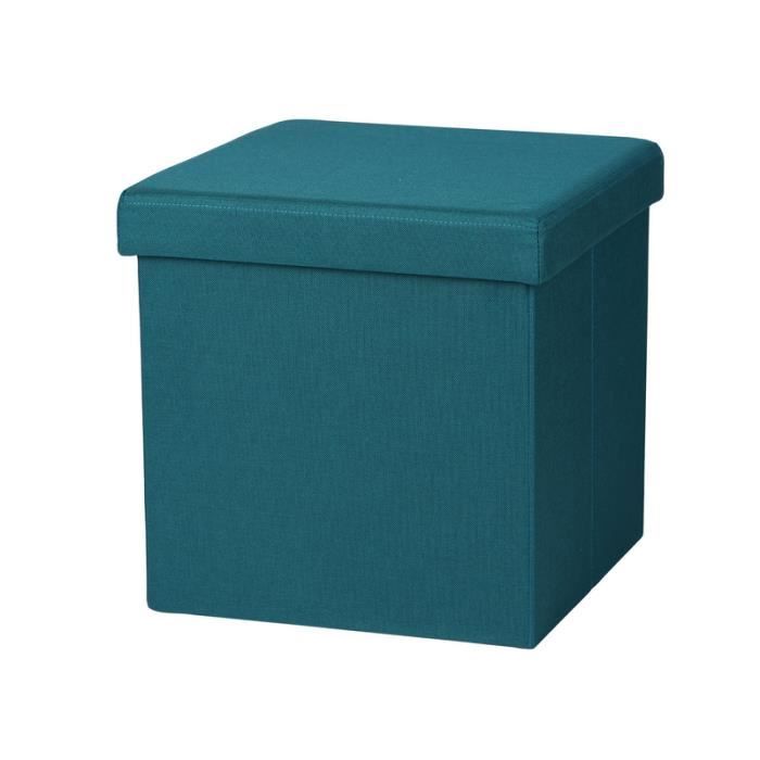 poufs et petits tabourets - pouf de rangement pliable en tissu "kube" - bleu - l 38 x p 38 x h 38 cm