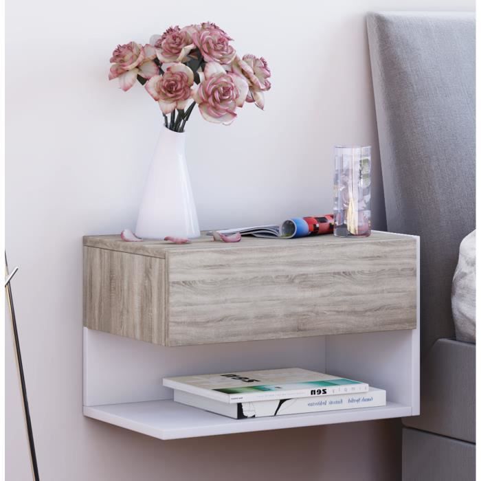 Vcm Etagere Mural Table De Chevet Dormal Chene Sonoma Ref