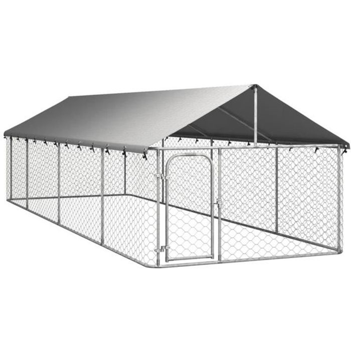 Meilleurs prix pour JILI® Parc Enclos MODE - Excellent Grand Chenil extérieur avec toit pour chiens 600x200x150 cm BEST484