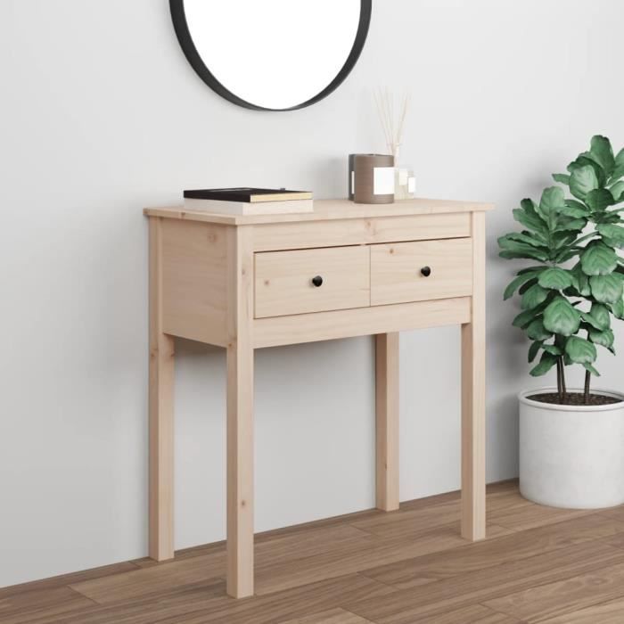 table console en bois massif de pin - yosoo - yaj814609 - blanc - classique - intemporel - rectangulaire