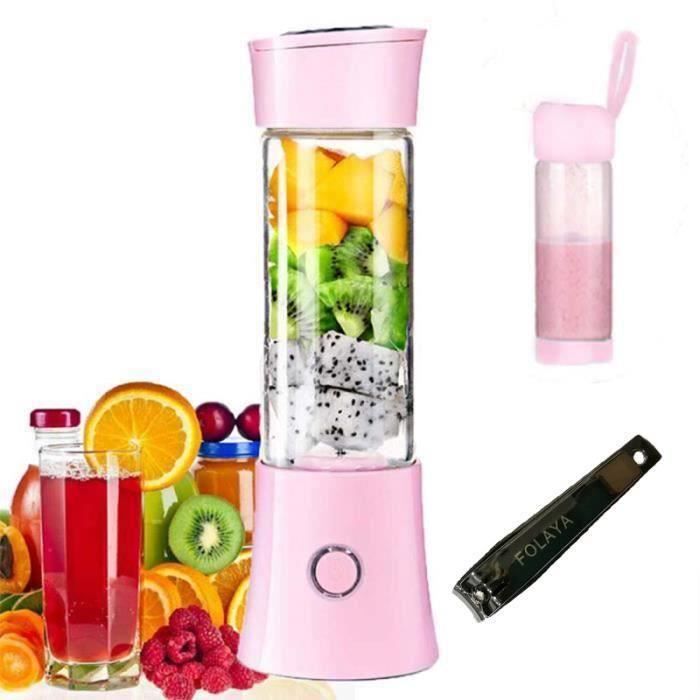 Blender Portable Rechargeable USB - Mixeur Sans Fil Pour Smoothies - Capacité 450 Ml - Idéal Sport, Bureau, Camping