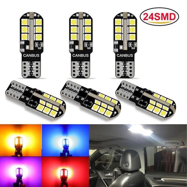 ECLAIRAGE TABLEAU DE BORD,WHITE--Ampoule Led T10 W5W 194 168 24SMD 3030, 6 pièces, puces Canbus ECLAIRAGE TABLEAU DE BORD,WHITE--Ampoule Led T10 W5W 194 168 24SMD 3030, 6 pièces, puces Canbus