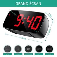Sujurio Réveil Numérique à LED Avec Radio FM Et Haut-parleur