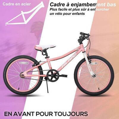 VTT 20 Pouces - 7 Vitesses - Freins à Disque - Suspension Complète - Enfants/Ados - Cadre Acier