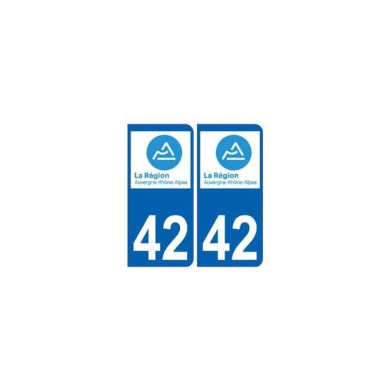Département 42 sticker 2 autocollants style immatriculation AUTO PLAQUE
