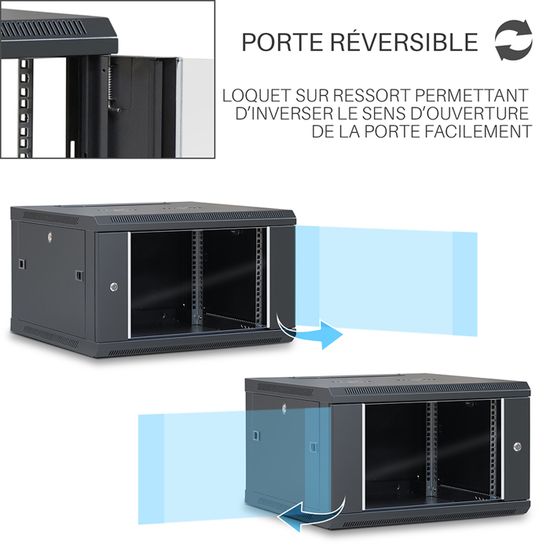 Étagère Baie 19 Pouces 1U - Profondeur 350mm - Charge 20kg - Noir - WAYTEX