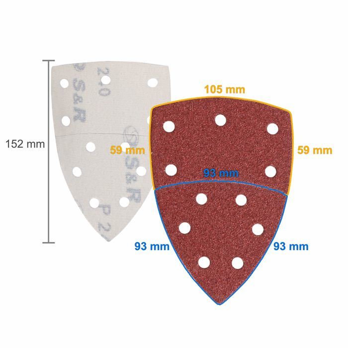 TECTOOL Papier abrasif autogrippant triangulaire P100 (25 pièces) - 290x290x290mm pour série LHS