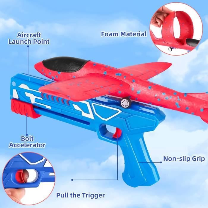 4 Avions Planeurs En Polystyrène 38 Cm – Pour Enfants Et Adultes – Faciles à Assembler, Vol Stable – Couleurs Vives