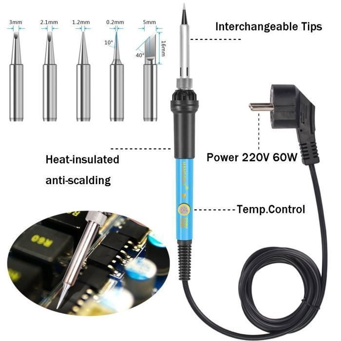 Kit D'outils électroniques 12 Pièces MERCURY - Fer à Souder Et Multimètre Numérique Inclus