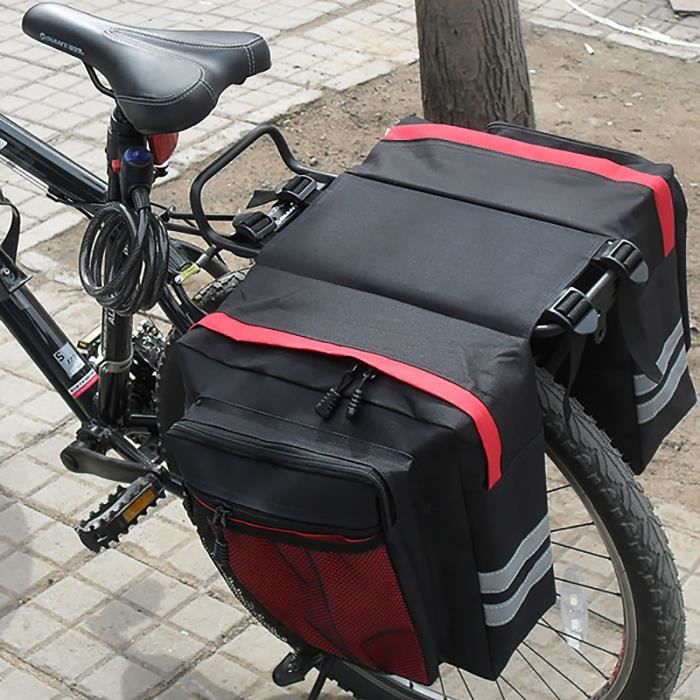Sacoche De Vélo Porte-bagages – 8L, Noire, En PU Imperméable, Bandoulière Amovible Et Bandes Réfléchissantes