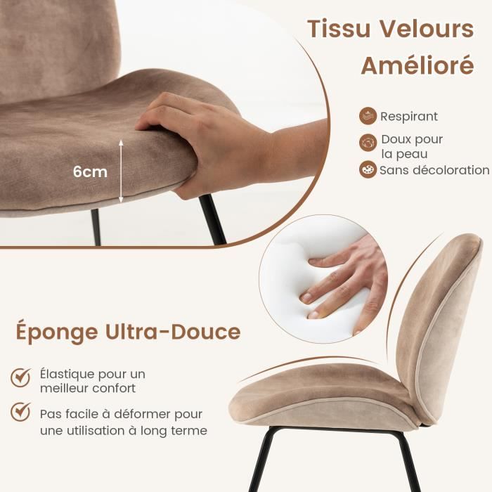 Lot De 2 Chaises De Salle à Manger Style Industriel - Assise Microfibre Sable, Pieds Métal Noir - Confort Supérieur, Design Moderne
