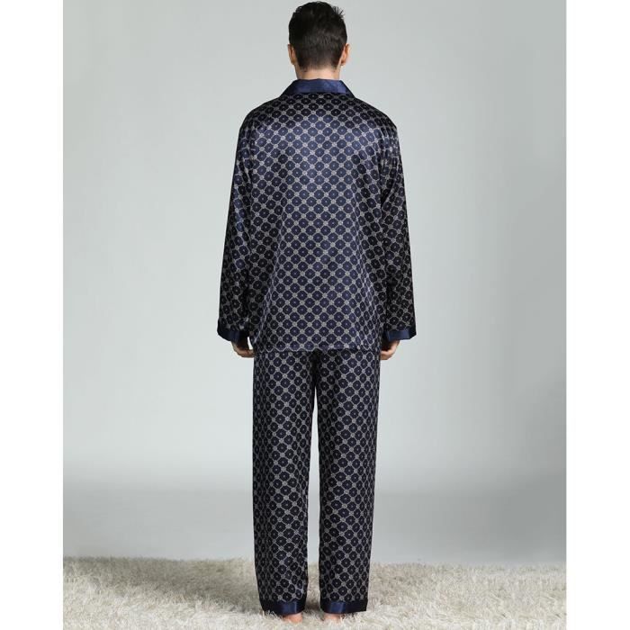 Ensemble De Pyjamas En Satin De Soie Pour Hommes, Pyjamas à Manches Longues En Satin Pour Hommes Vêtements De Nuit Boutonnés Ensemble De Pjs Deux Pièces Pantalons Longs Vêtements De Détente Rose