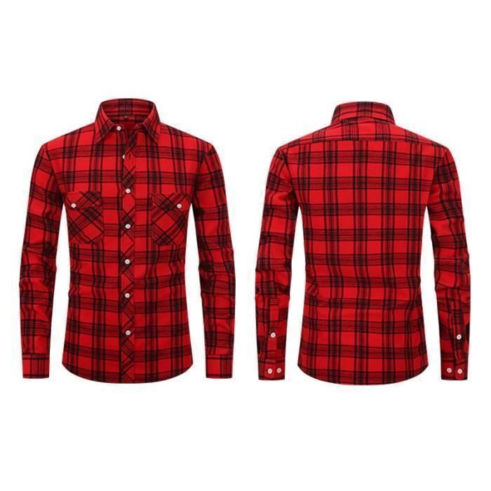 Chemise carreaux rouge et noir homme on sale