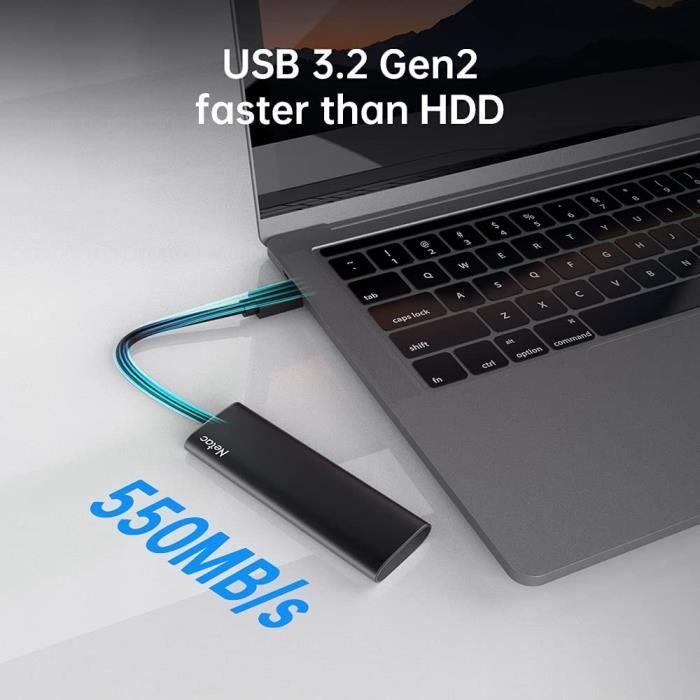 Netac SSD Externe 500Go USB 3.2 GEN 2, Disque Dur Externe jusqu'à 550MB/s  (10 Gbps, USB C, Aluminum) - Cdiscount Informatique