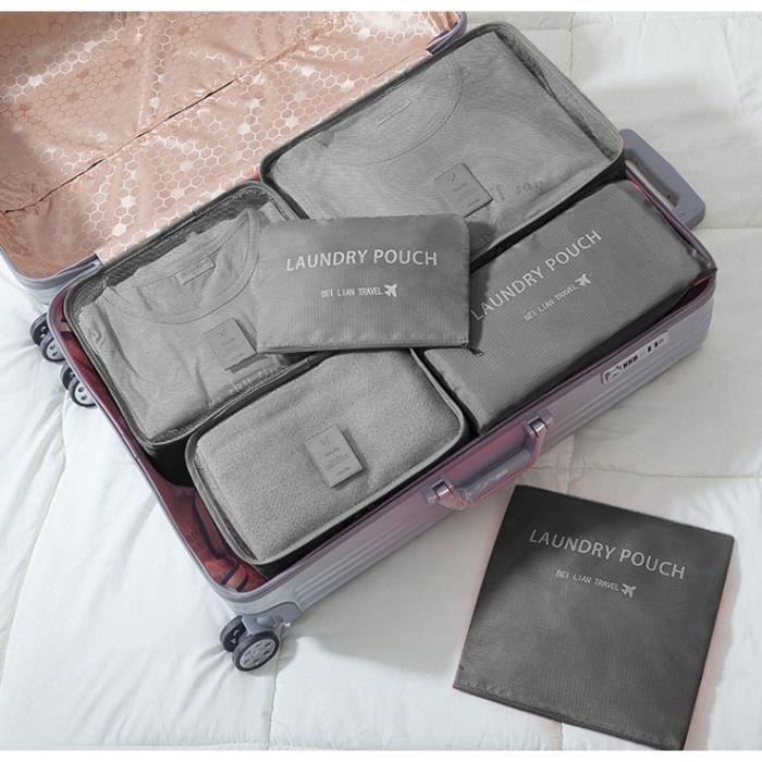 Cubes Organisation Voyage Kit Organiseur Valise 12 Pièces - Sacs De Rangement Étanches - Gris - Pour Vêtements Et Cosmétiques Séparation Vêtements Cosmétiques