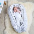 Réducteur Lit Bébé 90x50 cm - Matelas Cocoon Cale Bebe pour Lit Baby Nest Coton avec Minky Éléphant Gris Clair-2