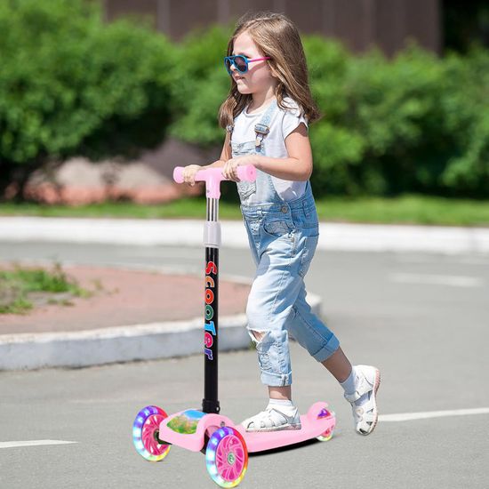 Trottinette électrique KOMFOTTEU Trottinette Enfant Pliable 2 Roues LED – 3 Hauteurs Réglables, Jusqu'à 50 Kg, Dès 3 Ans