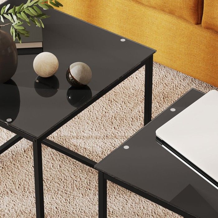 Table Basse Bois Cagnolier Table D'appoint Avec Plateau En Verre Trempé Et Table Basse Pieds Métal En X Table Basse Bois Cagnolier Table D'appoint Avec Plateau En Verre Trempé Et Table Basse Pieds Métal En X
