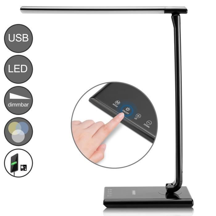 Lampe Led multifonction avec port USB écran digital - Gris