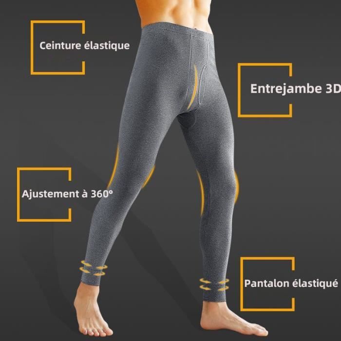 Leggings en coton pour homme Protection chaude et froide Automne et hiver Gris fonce