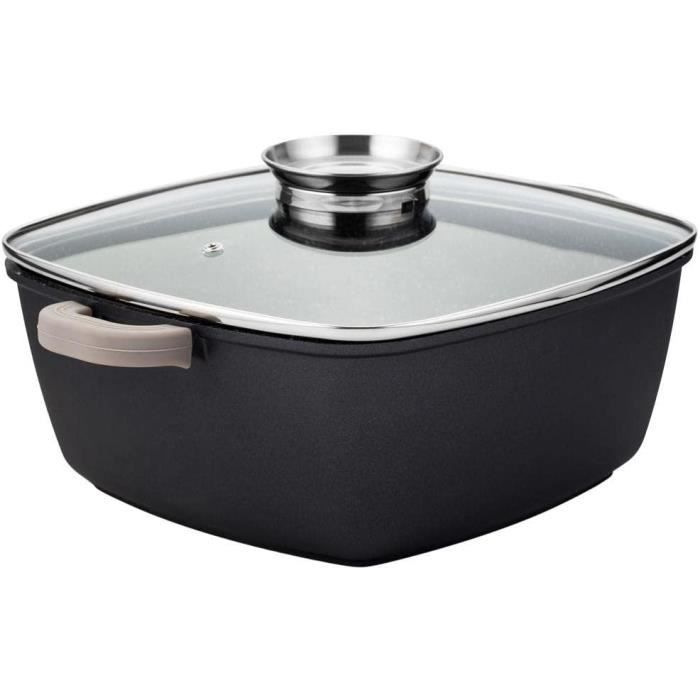 Faitout Royal Swiss 9,5L Avec Revêtement Marbre - Compatible Induction - Couvercle En Verre - Poignées Froides