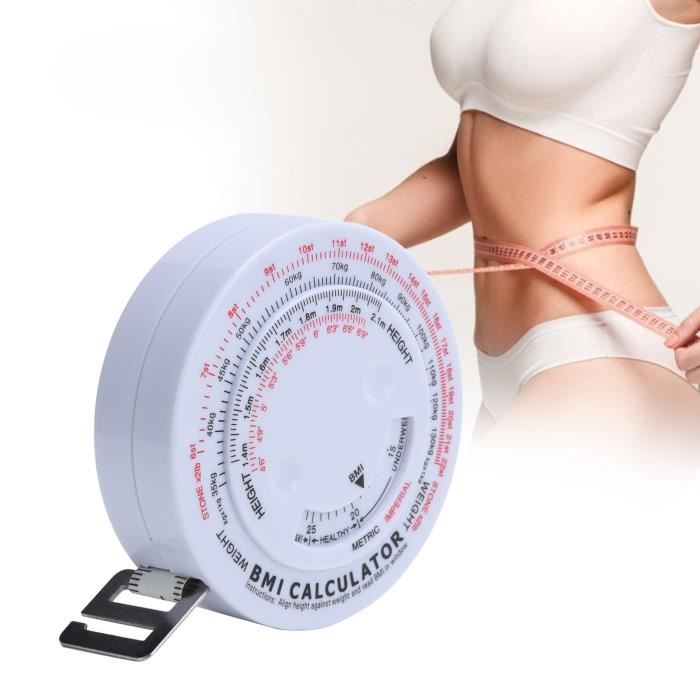 Zerodis Ruban IMC 150cm BMI indice de masse corporelle ruban à mesurer la  graisse corporelle étrier calculatrice de perte de poids